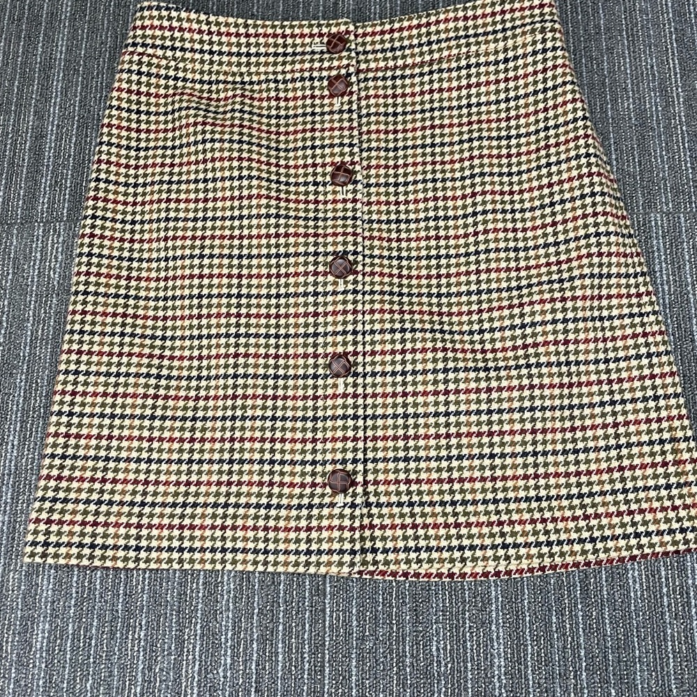 Talbots Stylish Houndstooth Button-Down Skirt